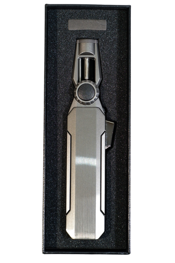 TR9242,Parmida Tek Torch Pürmüz Oynar Başlıklı Gunmetal Masa Tipi Metal Puro Çakmağı