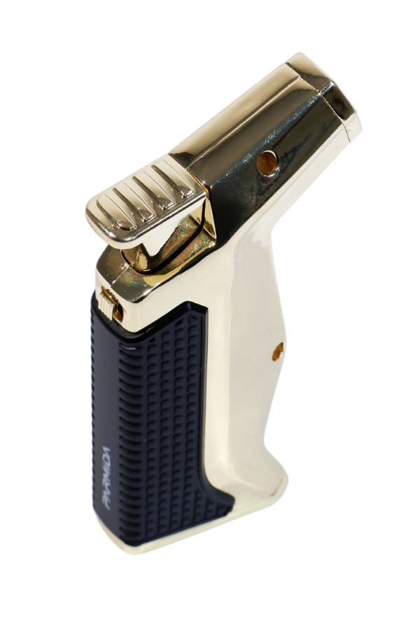 TR9233,Parmida Tek Torch Pürmüz Siyah-Gold Masa Tipi Metal Puro Çakmağı