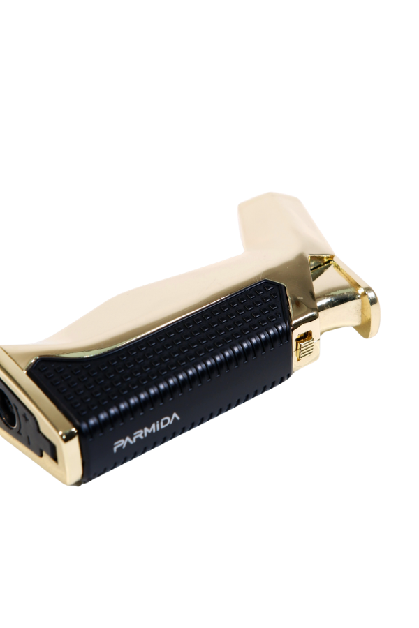 TR9233,Parmida Tek Torch Pürmüz Siyah-Gold Masa Tipi Metal Puro Çakmağı