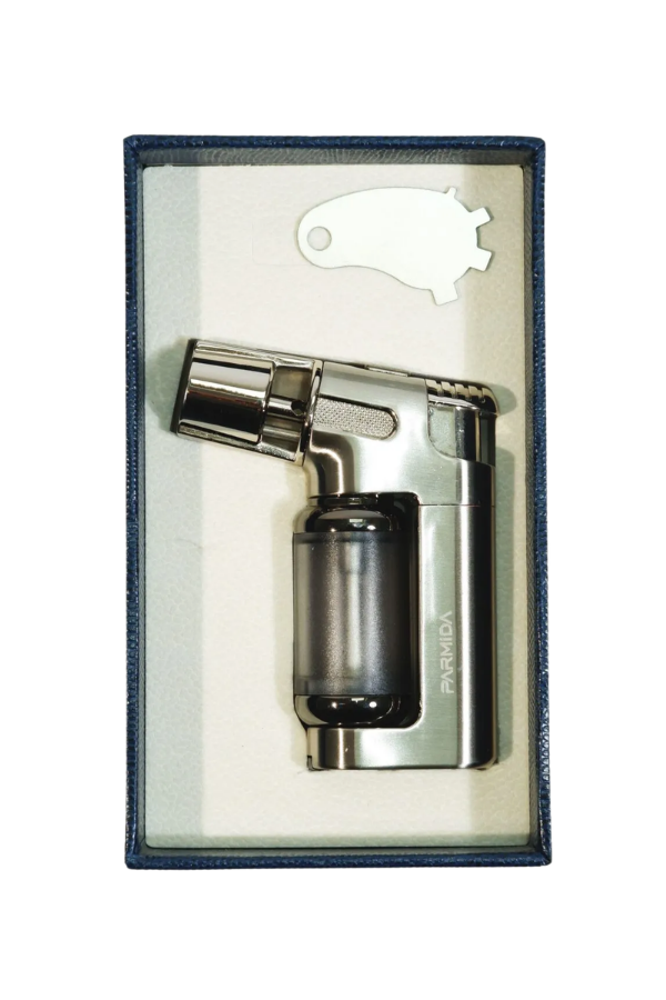 TR9247,Parmida Tek Torch Pürmüz Gümüş Masa Tipi Metal Puro Çakmağı