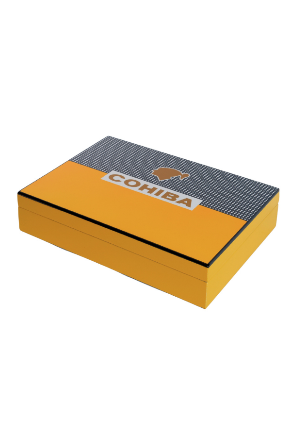 TR8784,Cohiba Sarı-Gri Nokta Desenli Sedir Humidor Puro Kutusu