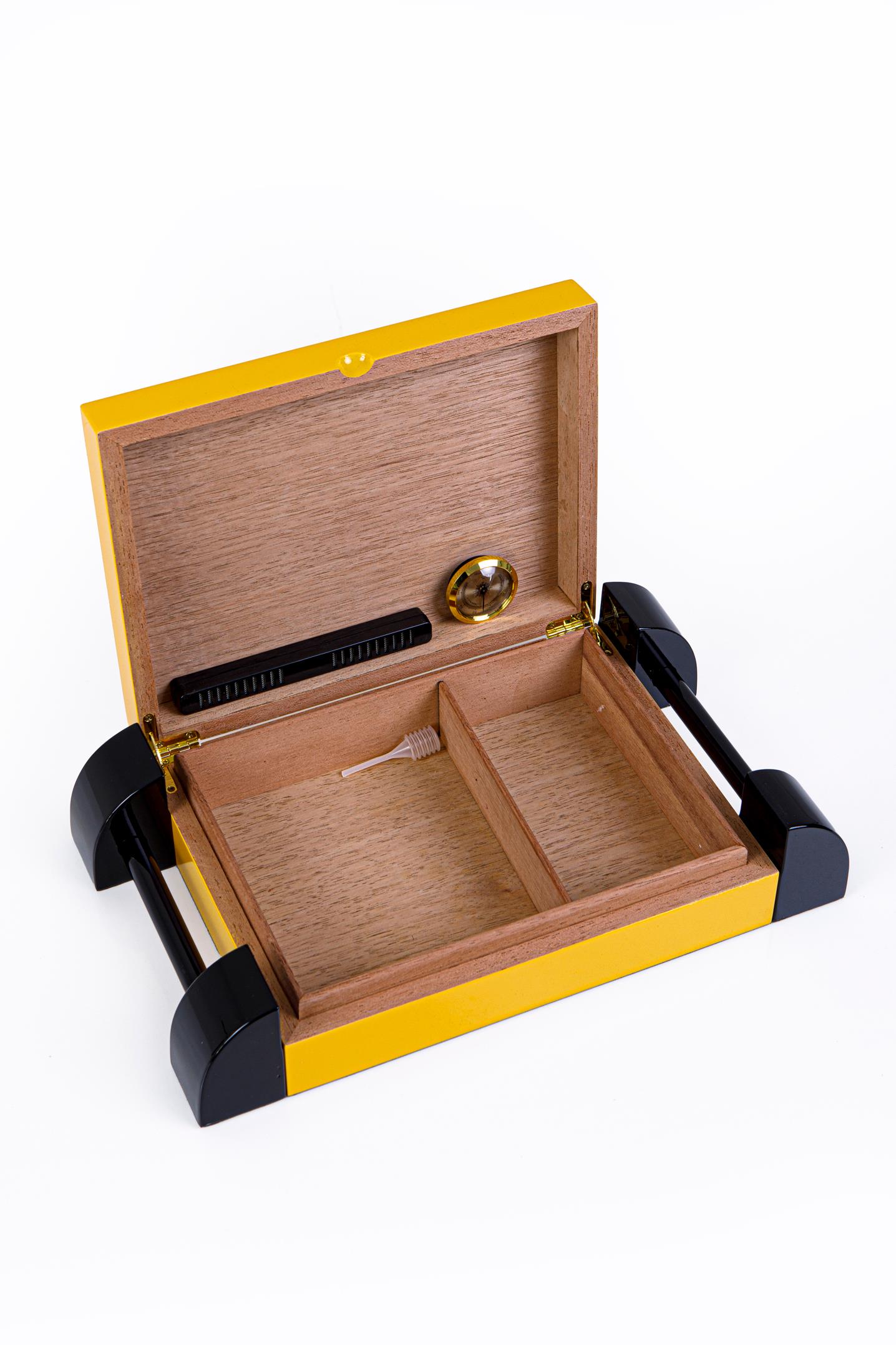 TR8400,Cohiba Sarı Nokta Desenli Sedir Humidor Puro Kutusu