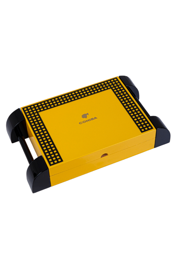 TR8400,Cohiba Sarı Nokta Desenli Sedir Humidor Puro Kutusu