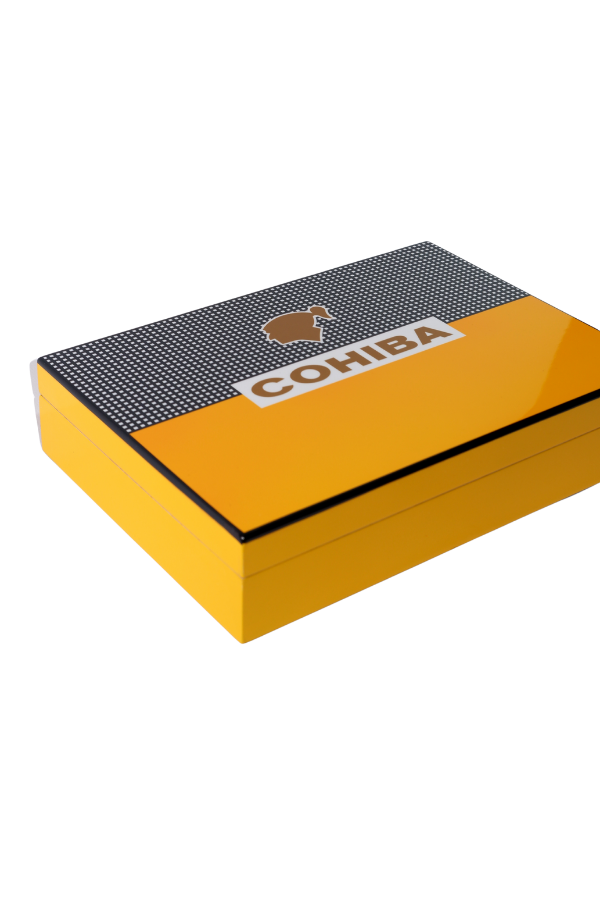 TR8784,Cohiba Sarı-Gri Nokta Desenli Sedir Humidor Puro Kutusu