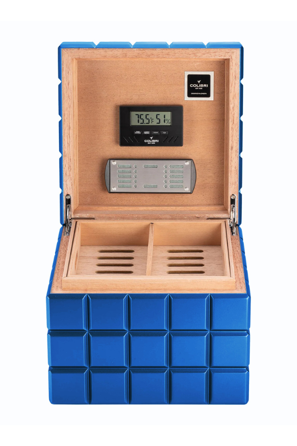 TR8371,Colibri Heritage Cube Lacivert Sedir Humidor Puro Kutusu