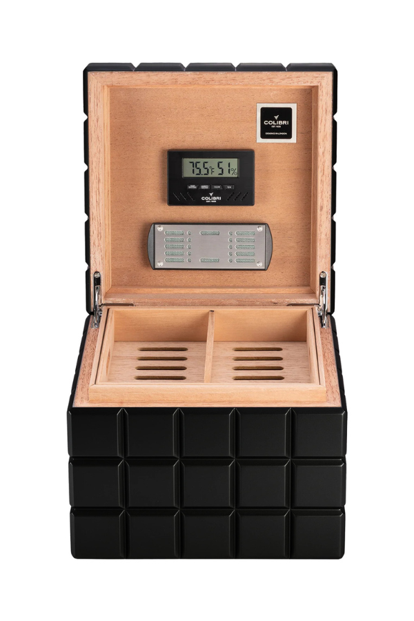 TR8375,Colibri Heritage Cube Siyah Sedir Humidor Puro Kutusu