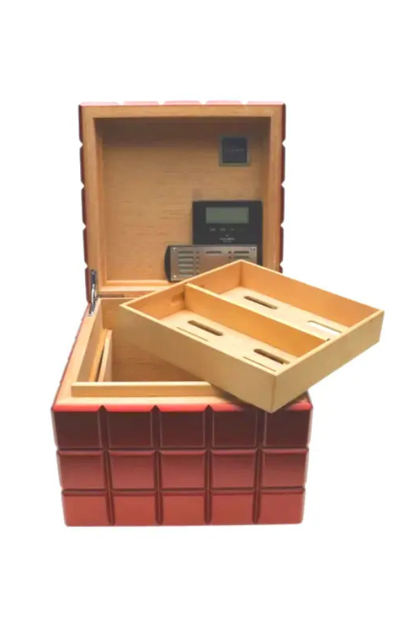 TR8373,Colibri Heritage Cube Kırmızı Sedir Humidor Puro Kutusu