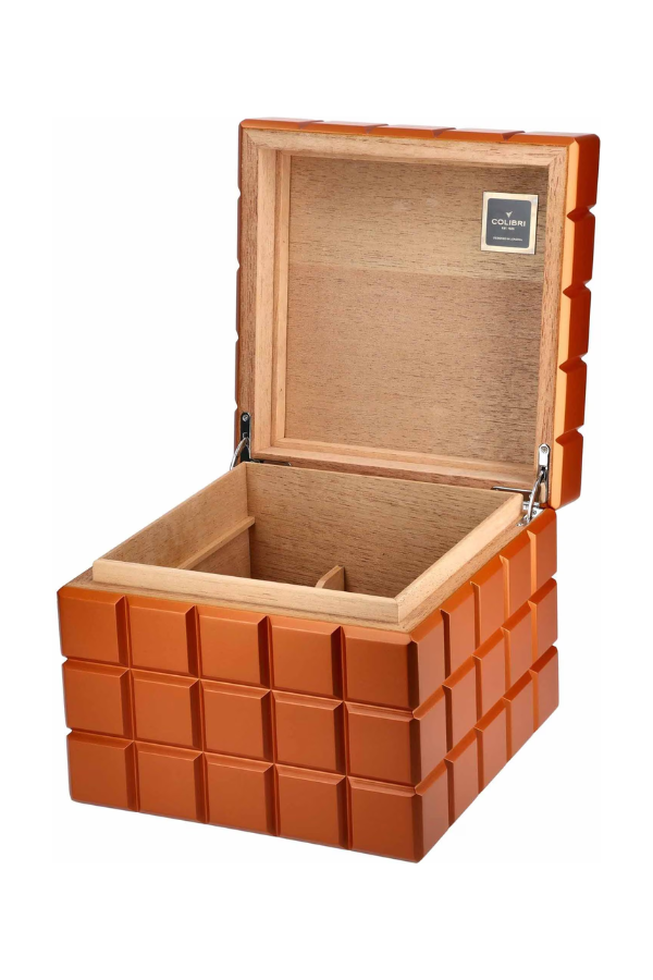 TR8372,Colibri Heritage Cube Turuncu Sedir Humidor Puro Kutusu