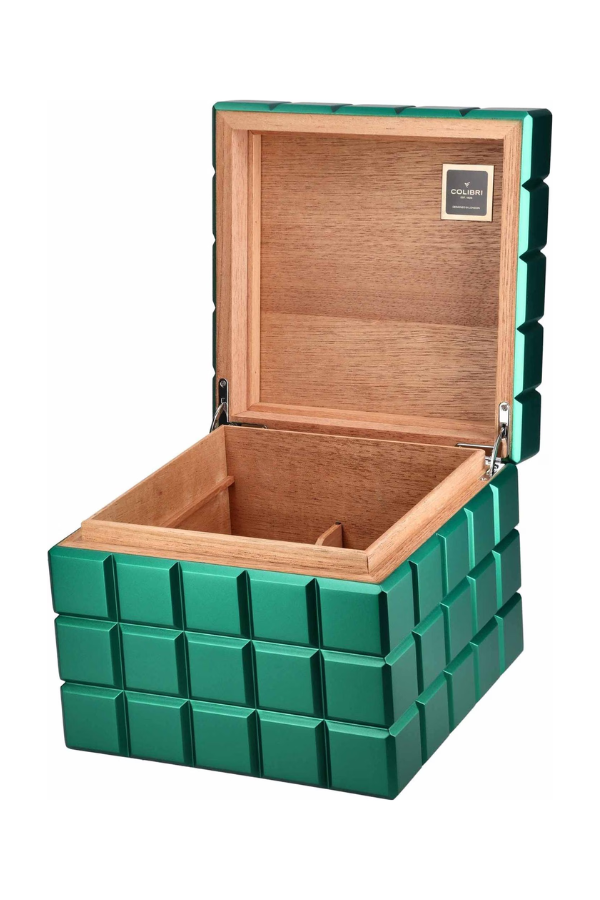 TR8374,Colibri Heritage Cube Yeşil Sedir Humidor Puro Kutusu