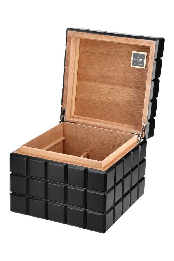 TR8375,Colibri Heritage Cube Siyah Sedir Humidor Puro Kutusu