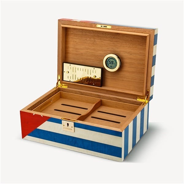 LB-023,Lubinski Cedar Puro Kutusu Humidor Cuba Flag 50s