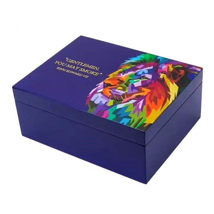 LB-003,Lubinski Humidor Puro Kutusu Lacivert Lake Lion 50s