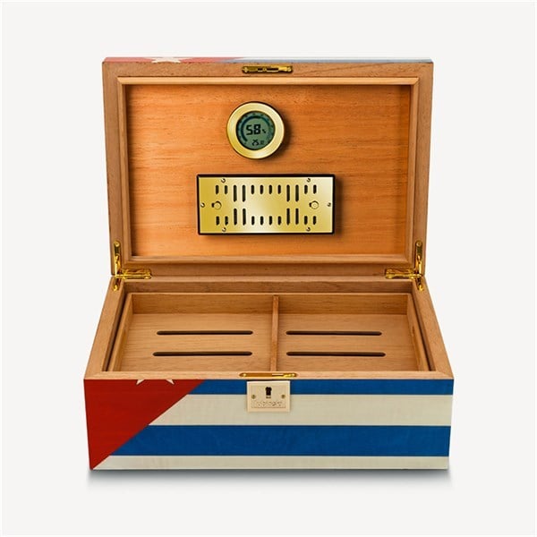 LB-023,Lubinski Cedar Puro Kutusu Humidor Cuba Flag 50s