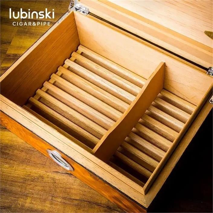 LB-011,Lubinski Masif Sedir Camlı Humidor Puro Kutusu 50s