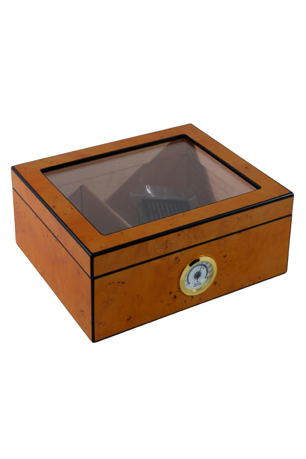 TR8790,PremiumQuality Reina Taba Desenli Sedir Humidor Puro Kutusu