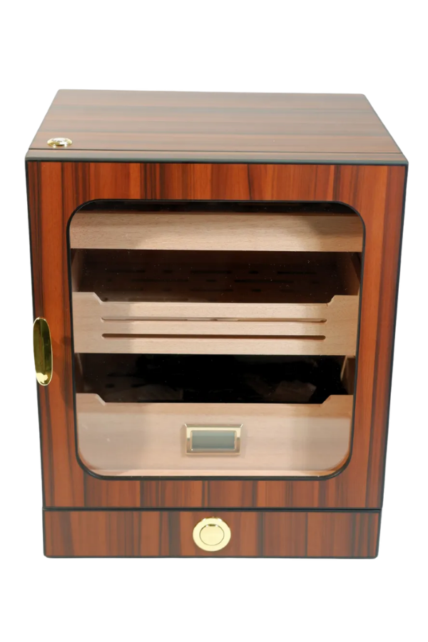 TR9826,PremiumQuality Las Condes Aksesuar Çekmeceli İçi Ledli Kahverengi Sedir Humidor Puro Kutusu