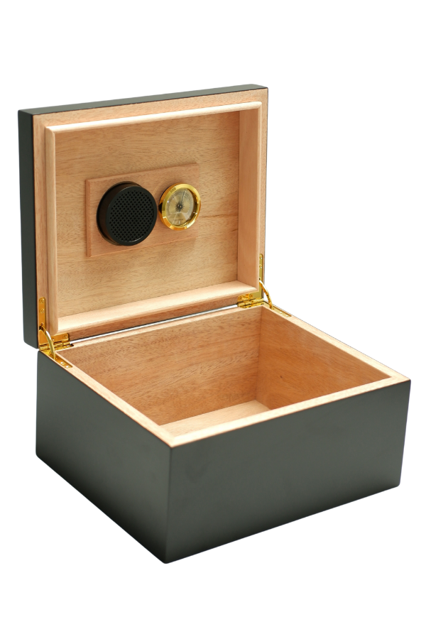 TR9638,PremiumQuality Polermo Siyah Sedir Humidor Puro Kutusu
