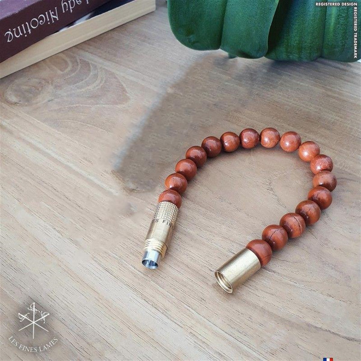 TR3891,Les Fines Lames Punch Bileklik Brass Kırmızı Jasper - M