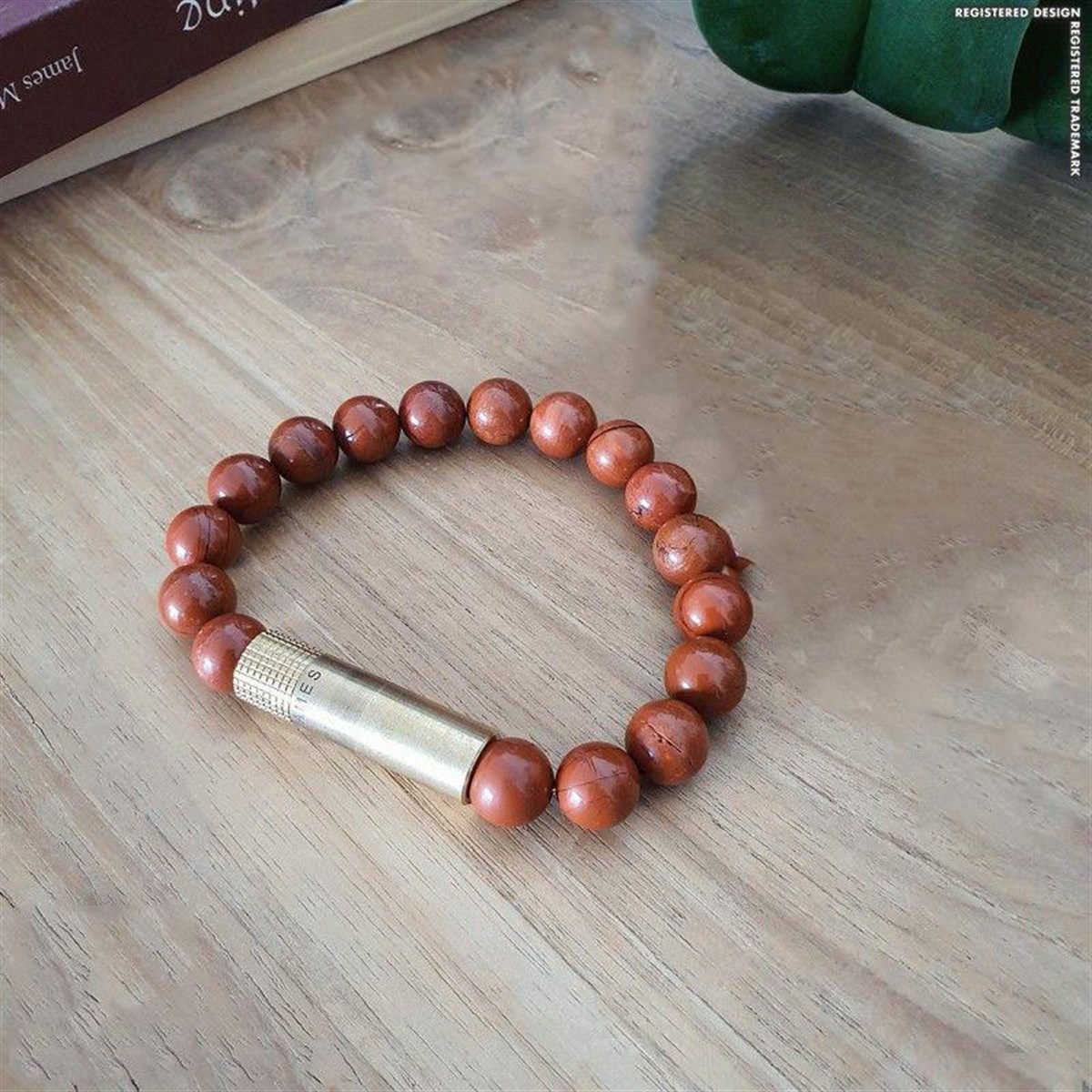 TR3891,Les Fines Lames Punch Bileklik Brass Kırmızı Jasper - M