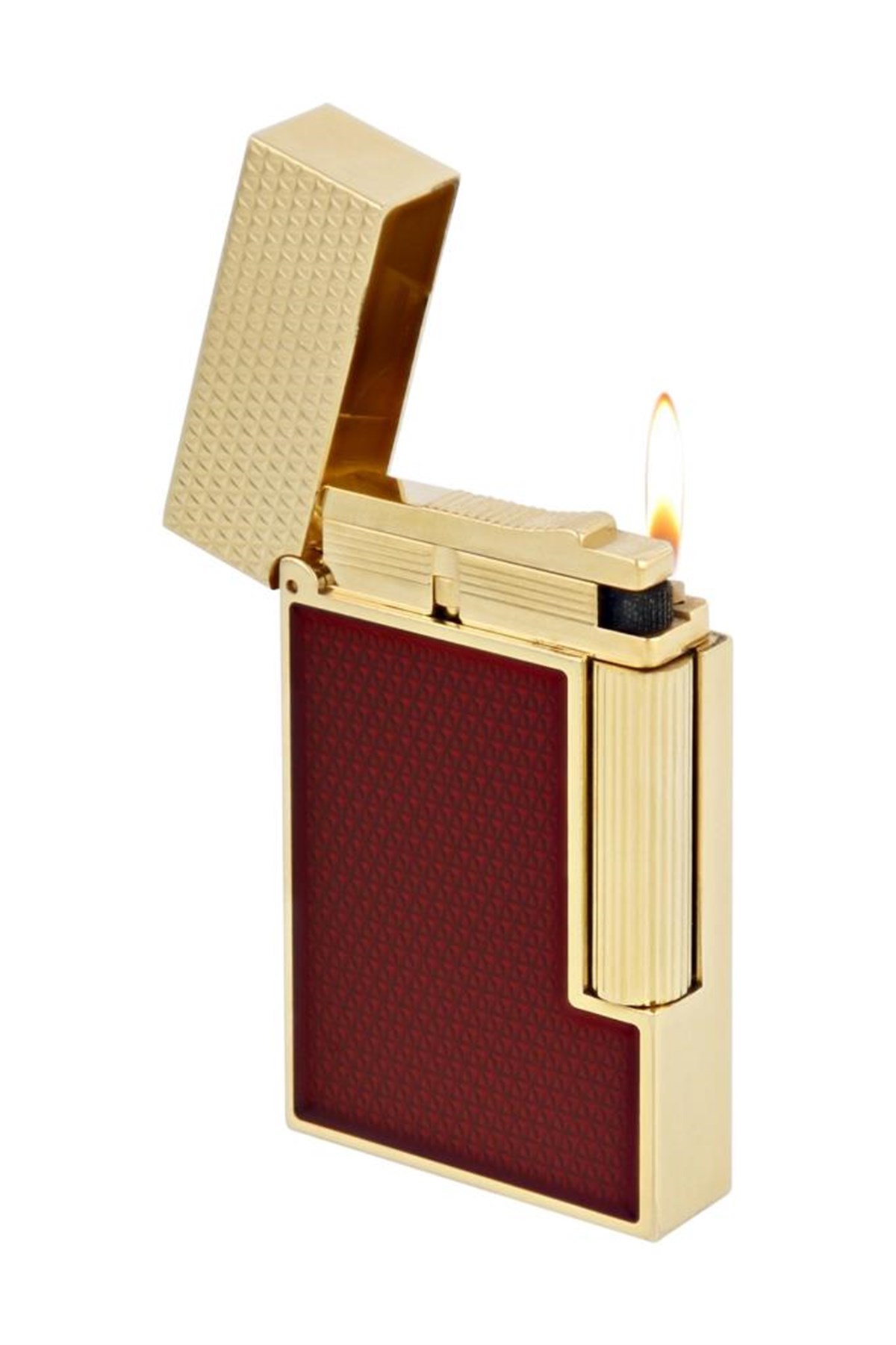 TR4815,S.T. Dupont Ligne 2 Red Lacquer Guilloche Puro Çakmağı C16616