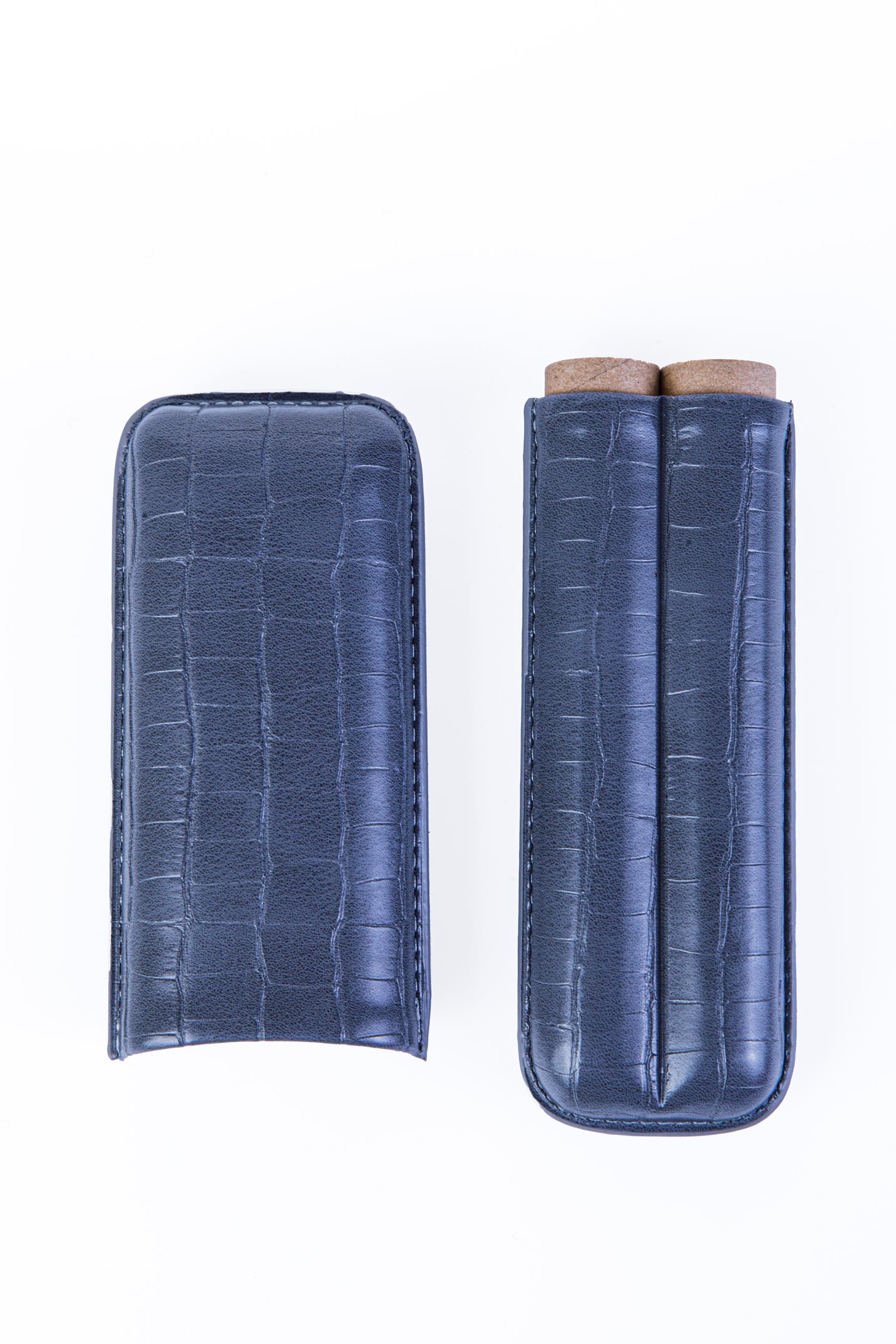 TR8192,Cohiba Gri Timsah Desenli İkili Puro Kılıfı