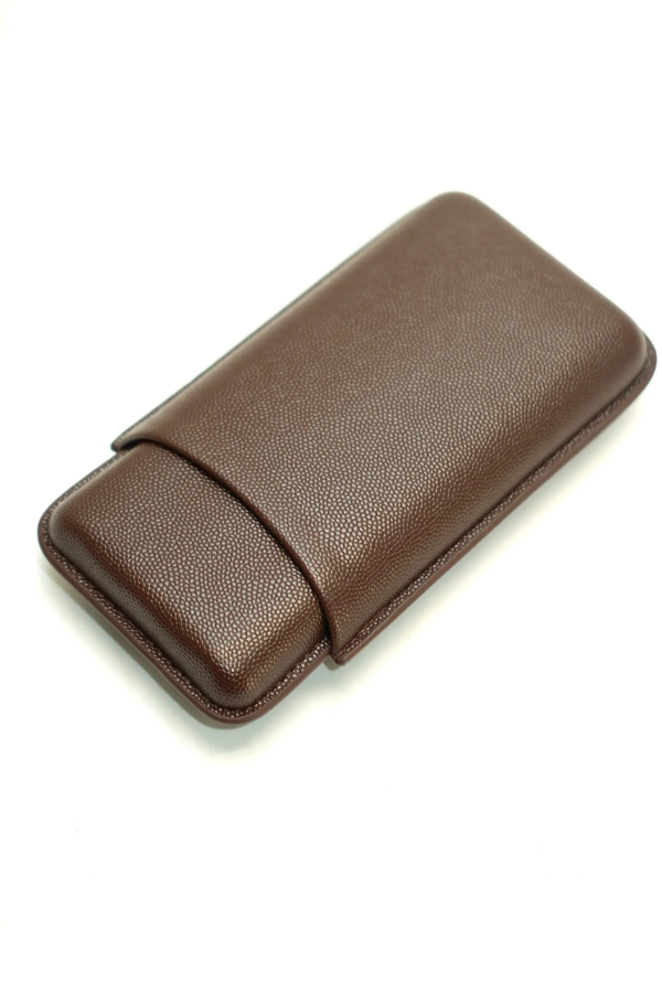 TR10032,Cohiba Kahverengi Üçlü Deri Puro Kılıfı