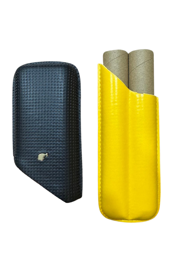 TR9069,Cohiba Sarı-Siyah İkili Deri Puro Kılıfı