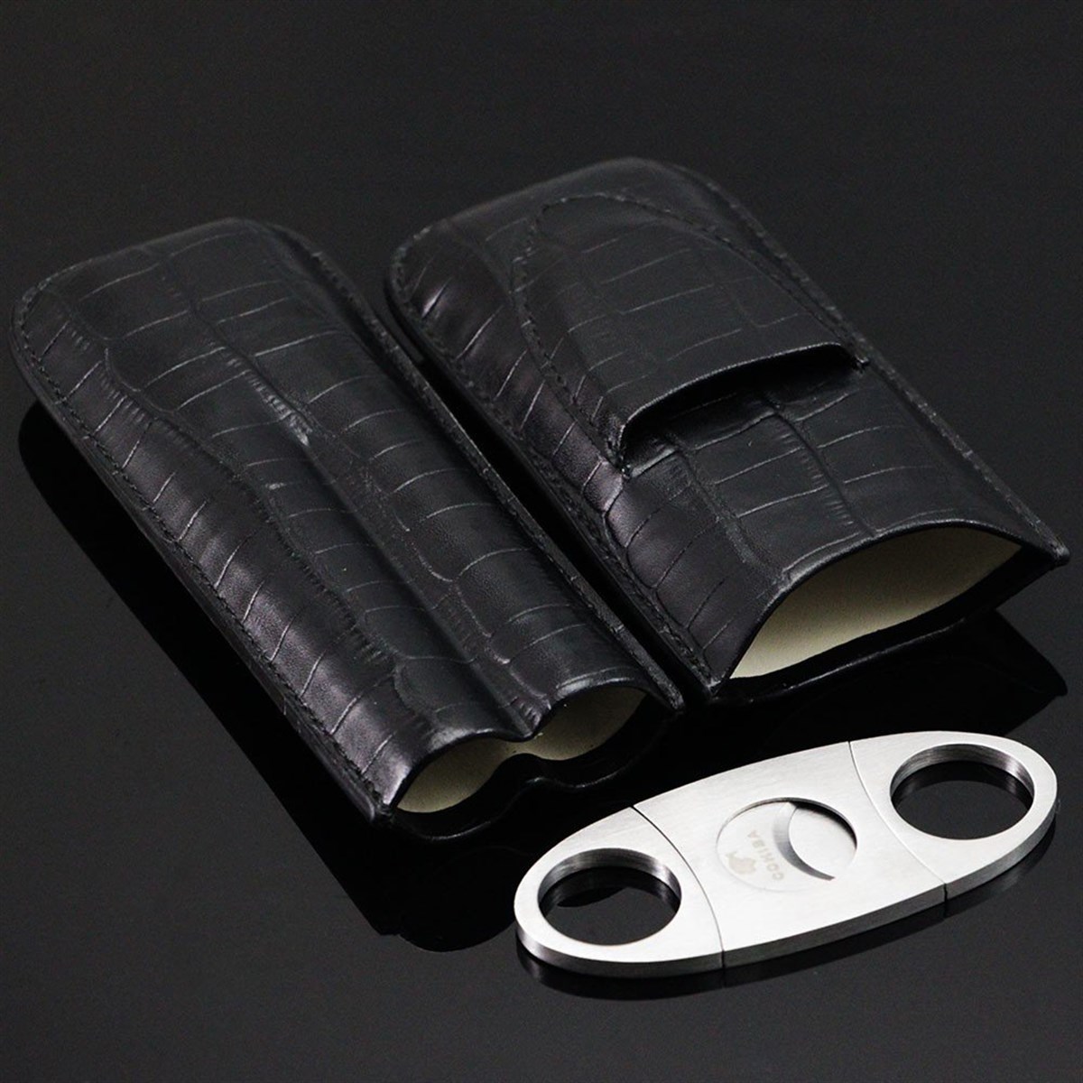 TR913,Cohiba Siyah 2'li Kesicili Puro Kılıfı