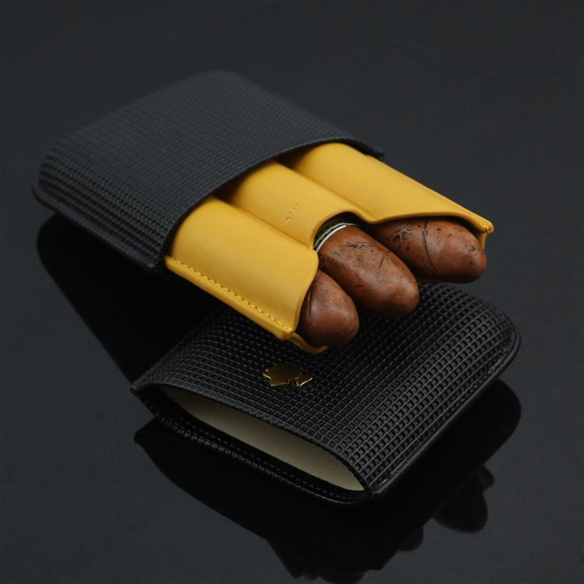 TR641,Cohiba Siyah 3'lü Deri Puro Kılıfı 