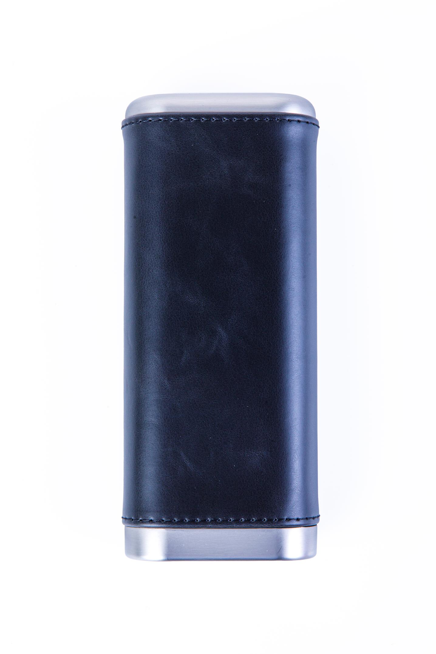TR8204,Cohiba Siyah-Gümüş Üçlü Deri Puro Kılıfı