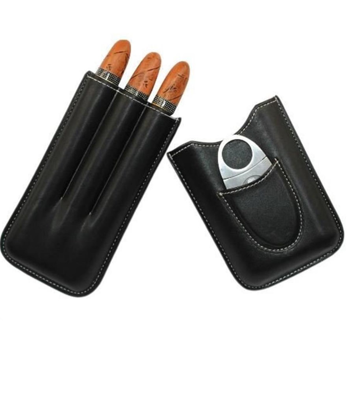 TR823,Cohiba Siyah Puro Kılıfı Kesici İkili Set