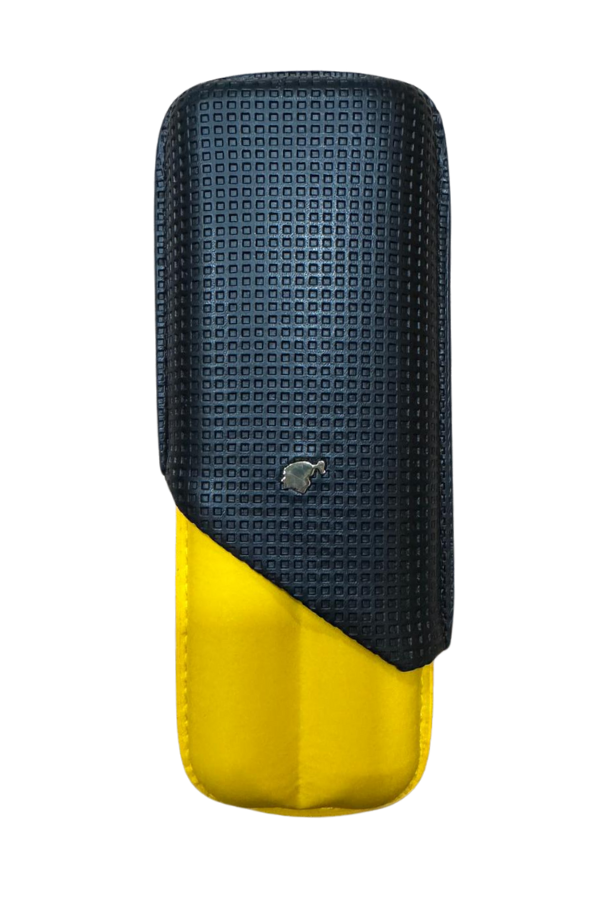 TR9069,Cohiba Sarı-Siyah İkili Deri Puro Kılıfı