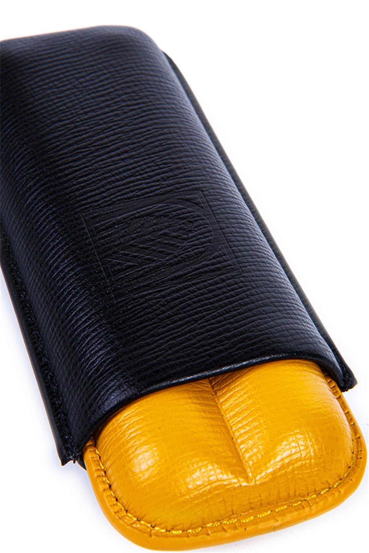 TR5097,Habanos Siyah-Sarı İkili Deri Puro Kılıfı
