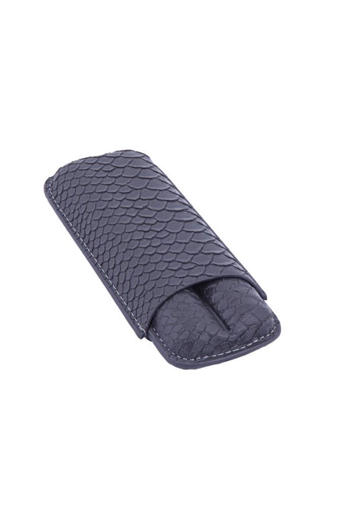 TR6048,PQ Gri Timsah Desenli İkili Puro Kılıfı