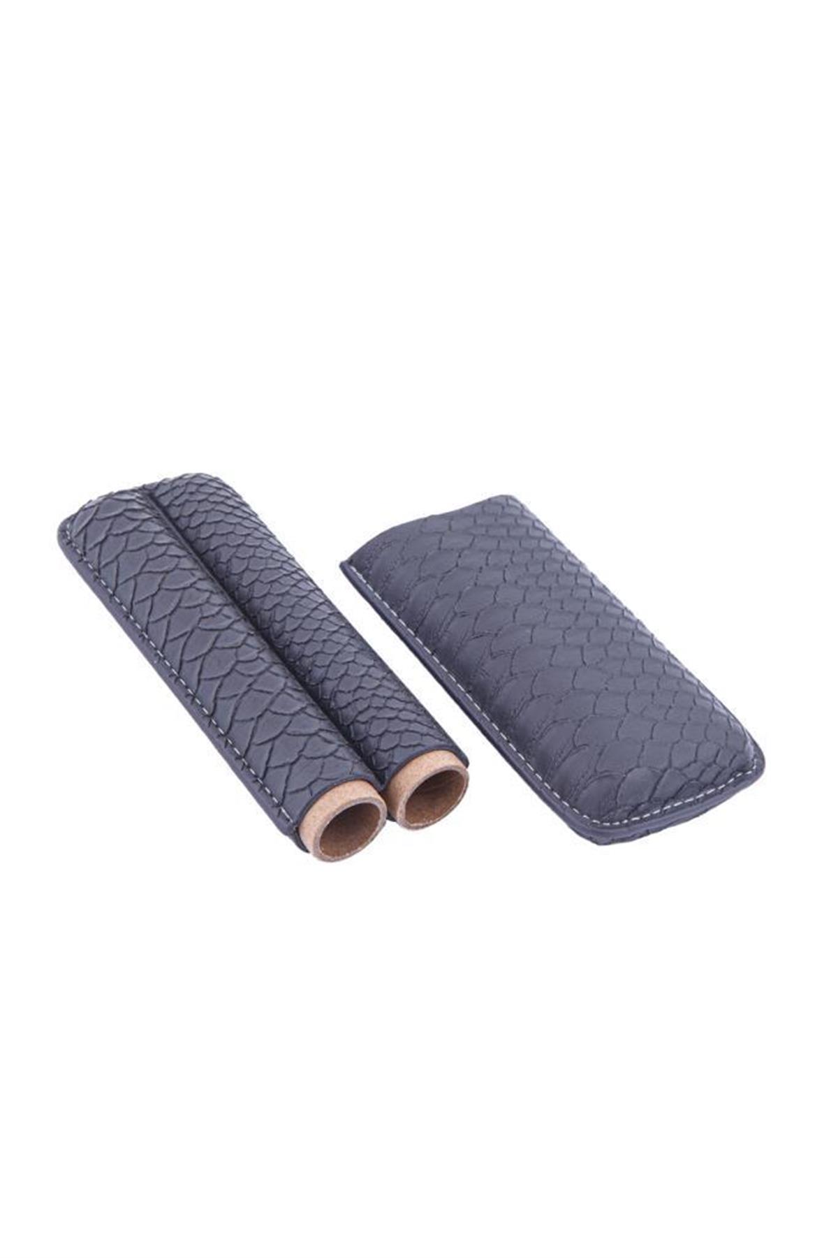 TR6048,PQ Gri Timsah Desenli İkili Puro Kılıfı