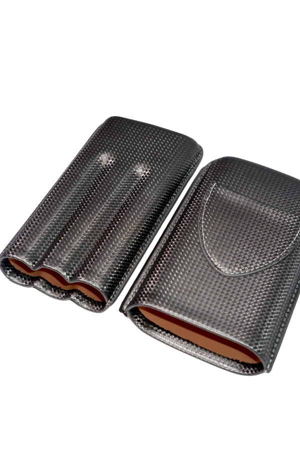 TR9153,PQ Karbon Desenli Üçlü Puro Kılıfı