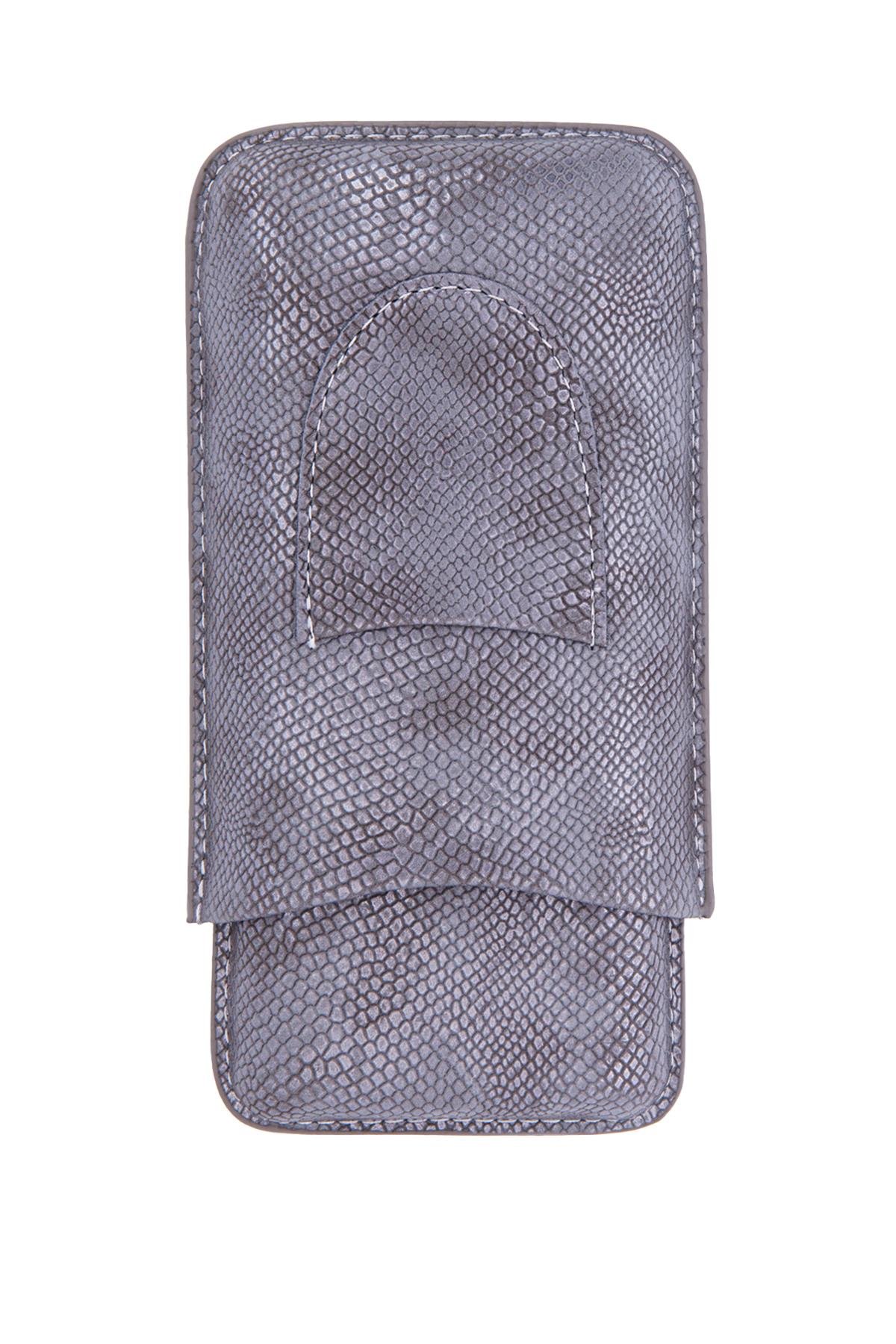 TR6052,PQ Timsah Desenli Deri Üçlü Puro Kılıfı