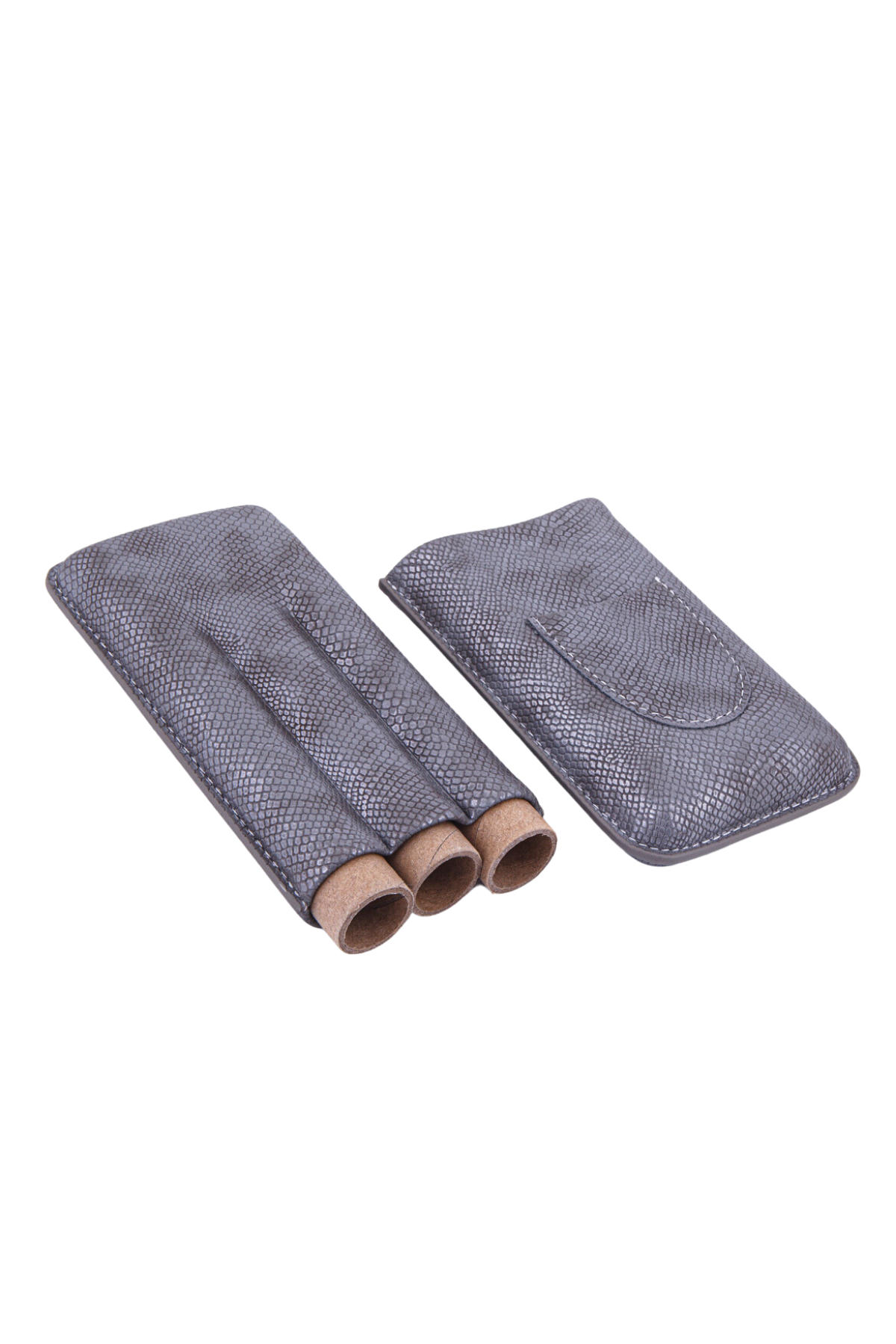 TR6052,PQ Timsah Desenli Deri Üçlü Puro Kılıfı