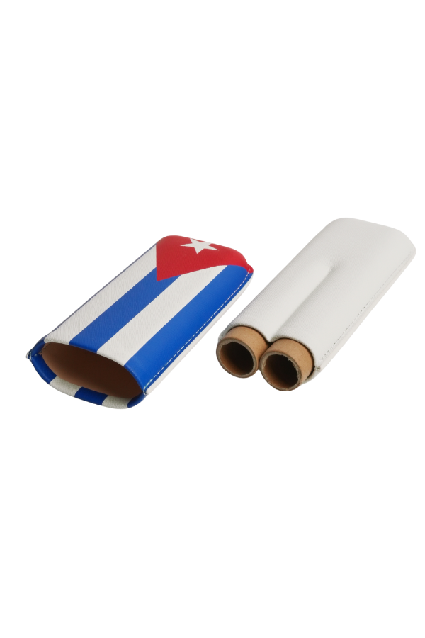 TRM4001,PremiumQuality Küba Bayraklı İkili Deri Puro Kılıfı