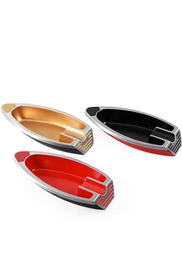 TR7071,PQ Kırmızı Siyah Gümüş Şeritli Tekli Puro Küllüğü