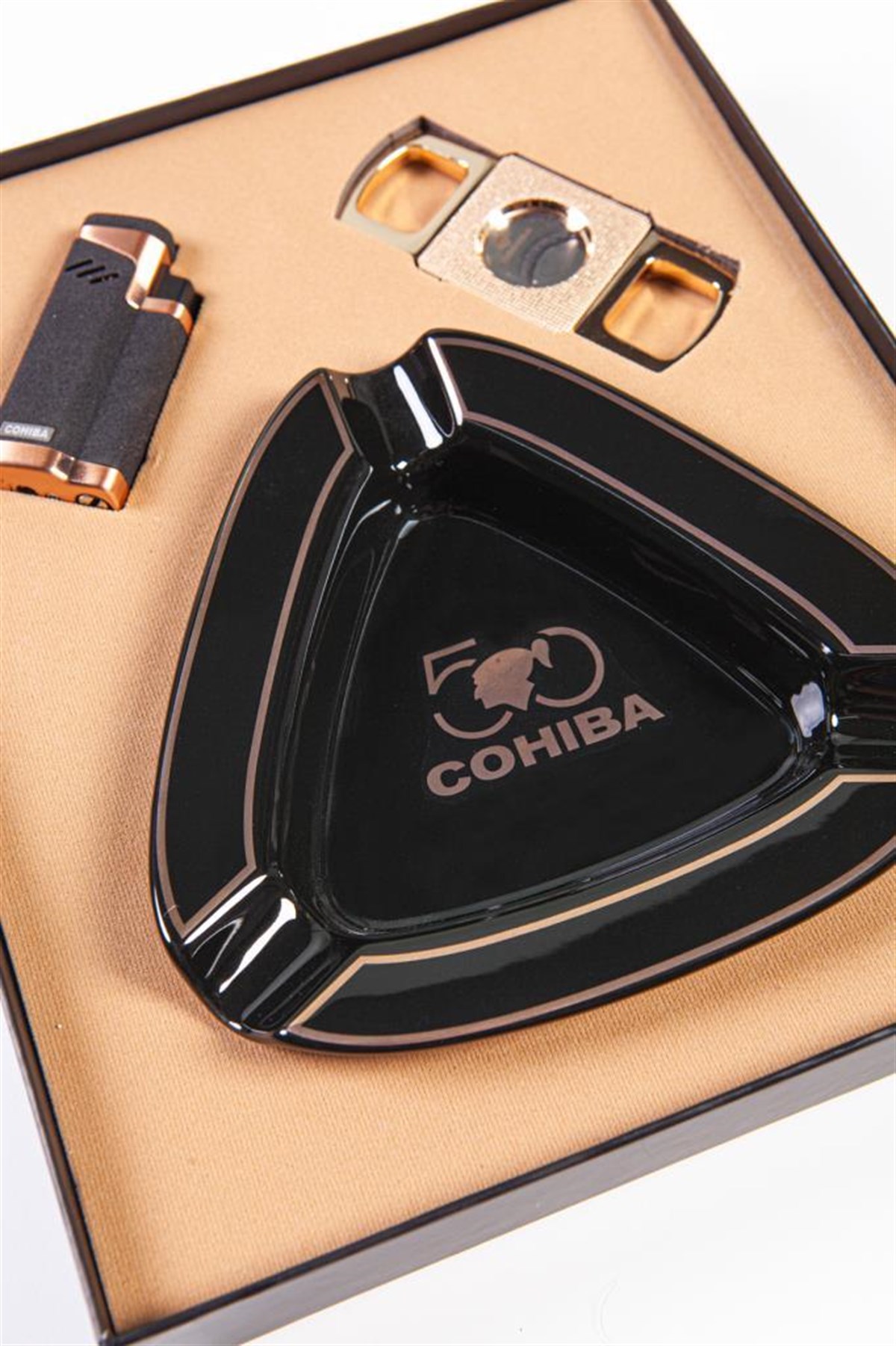 TR2618,Cohiba Çakmak Kesici Küllük Set