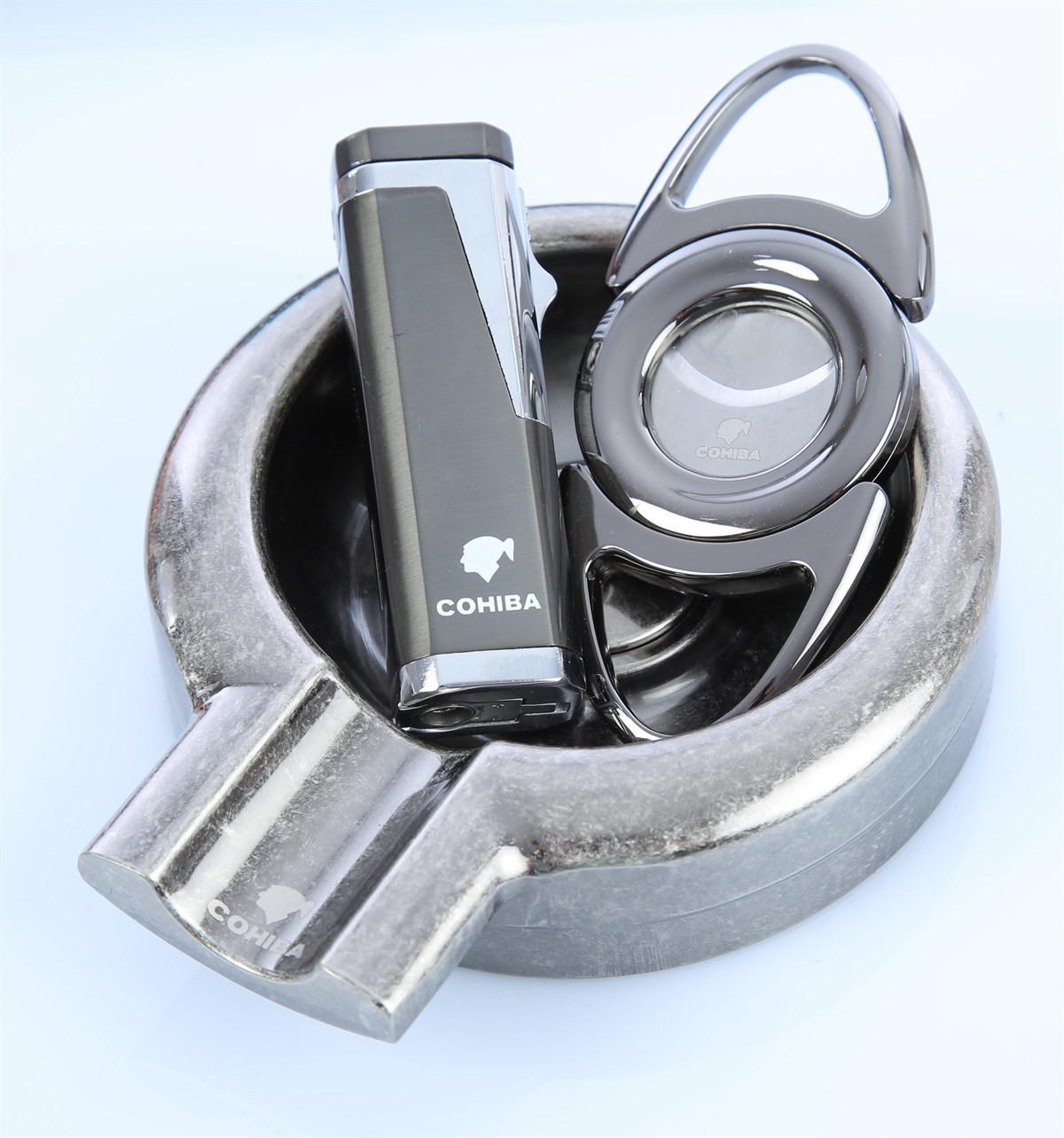 TR1585,Cohiba Çakmak Kesici Küllük 3'lü Puro Seti