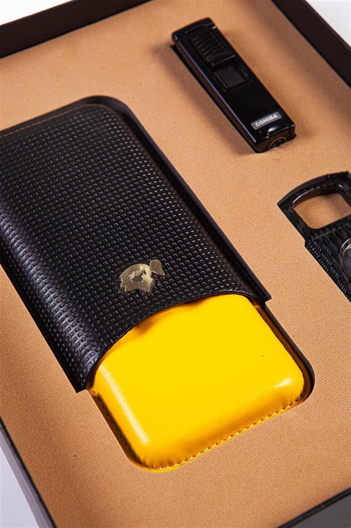 TR2613,Cohiba Çakmak Kesici Kılıf Üçlü Set