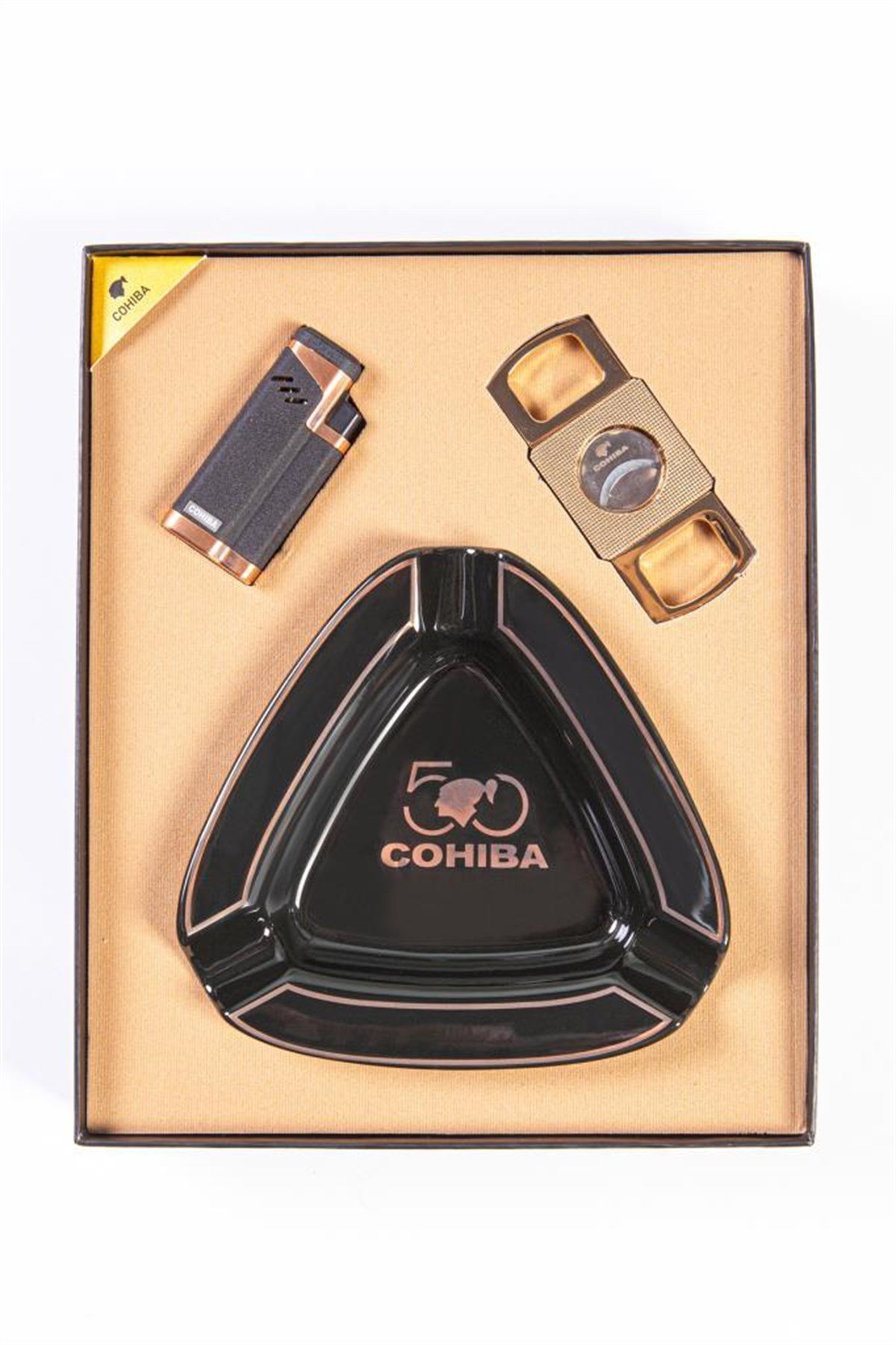 TR2618,Cohiba Çakmak Kesici Küllük Set