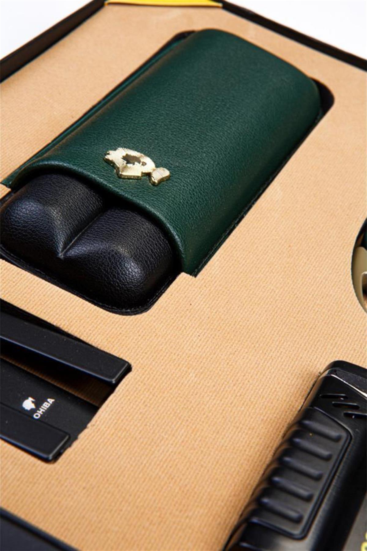 TR5739,Cohiba Çakmak Kesici Kılıf Sehpa  Dörtlü Set