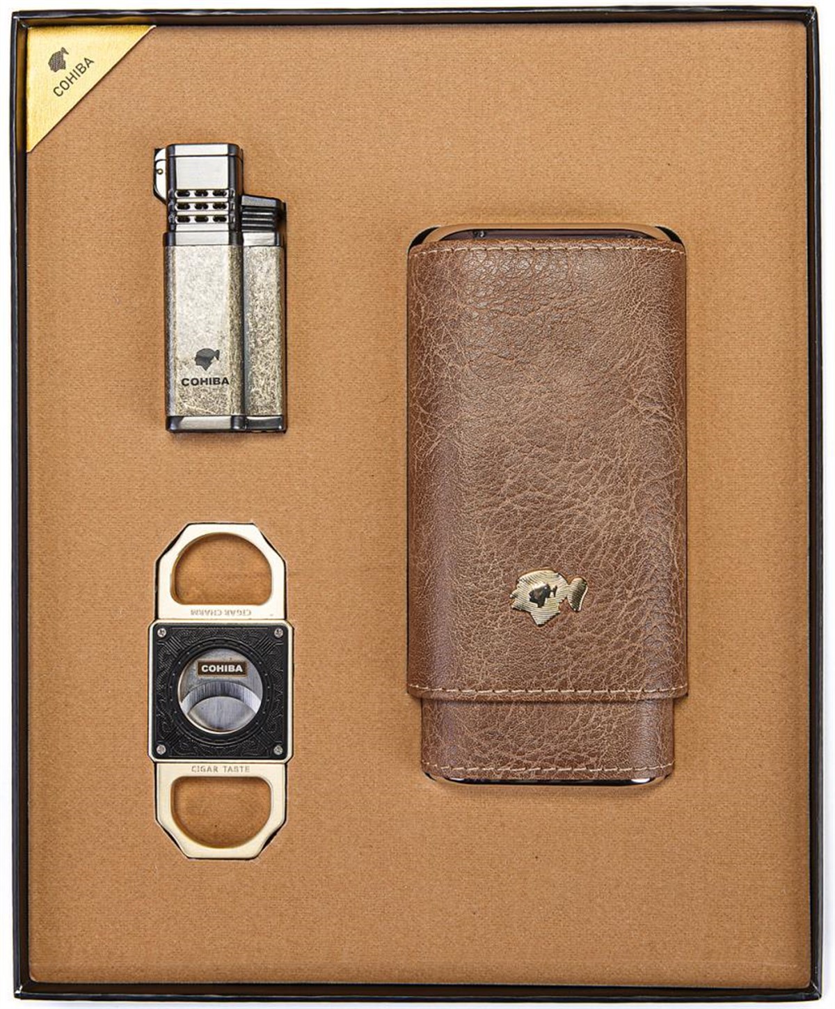 TR3538,Cohiba Çakmak Kılıf Kesici Puro Seti