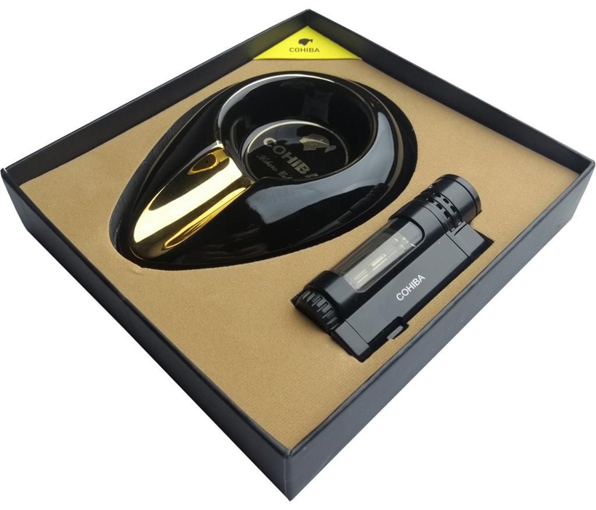 TR3708,Cohiba Çakmak Küllük İkili Puro Seti