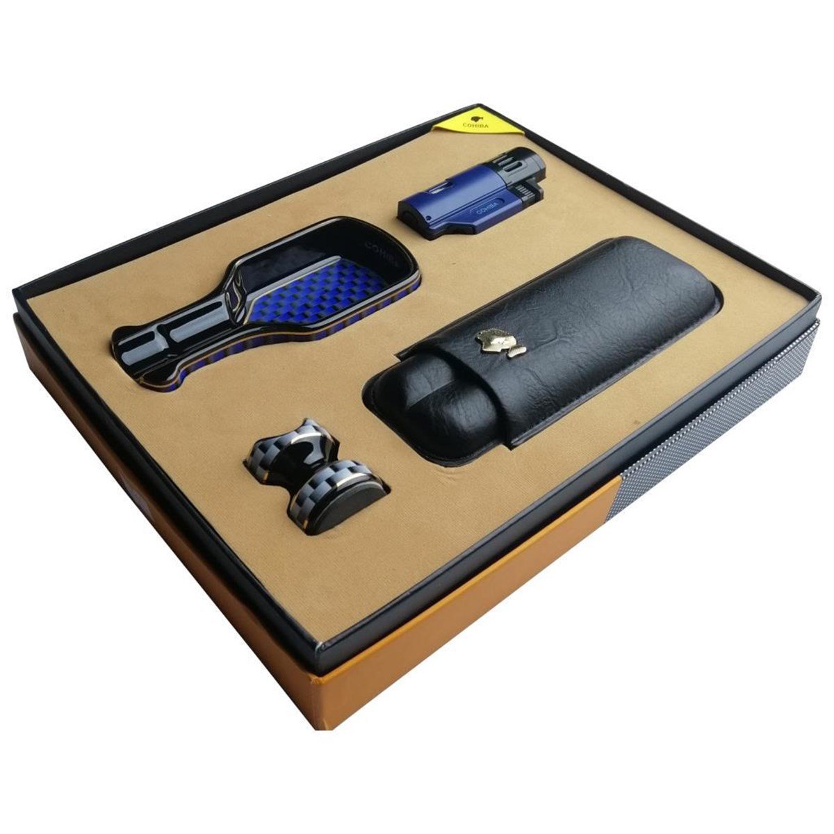 TR3701,Cohiba Çakmak Tutucu Kılıf Küllük Dörtlü Puro Seti