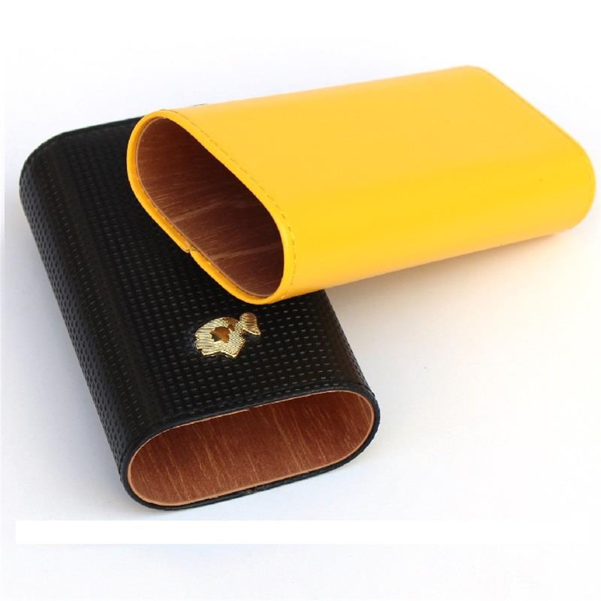 TR3084,Cohiba Kılıf Çakmak Kesici Sehpa Dörtlü Sarı-Siyah Puro Set
