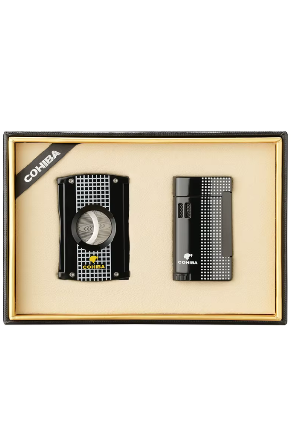 TR7710,Cohiba Limitli Seri Kesici Çakmak İkili Siyah Puro Seti